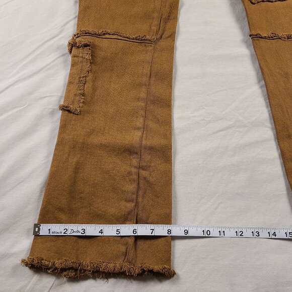Brooklyn's Best Women's 14 Cargo Pants Fringed Pockets Brown - Picture 12 of 13